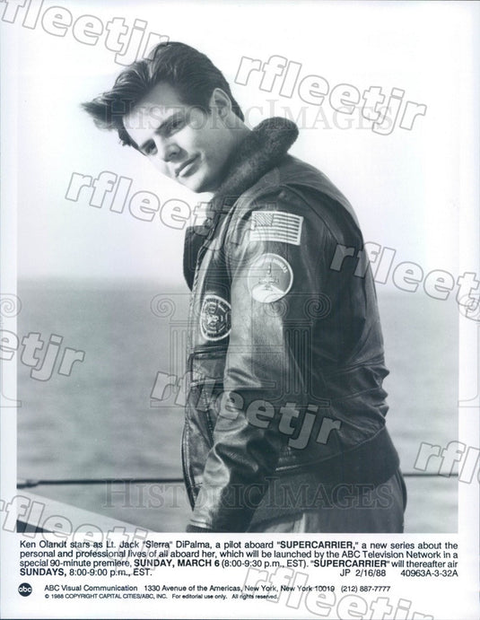 1988 American Actor Ken Olandt on TV Show Supercarrier Press Photo adx605 - Historic Images