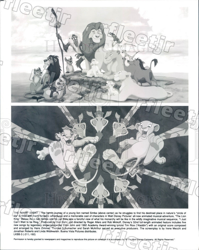 1994 Walt Disney Characters in Film The Lion King, Simba Press Photo adx629 - Historic Images