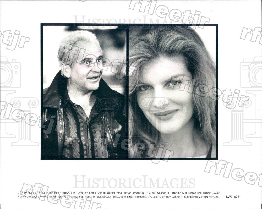 1992 Oscar Winning Actor Joe Pesci &amp; Rene Russo in Film Press Photo adx791 - Historic Images