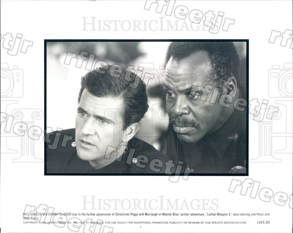 1992 Actors Danny Glover &amp; Mel Gibson in Film Lethal Weapon 3 Press Photo adx799 - Historic Images