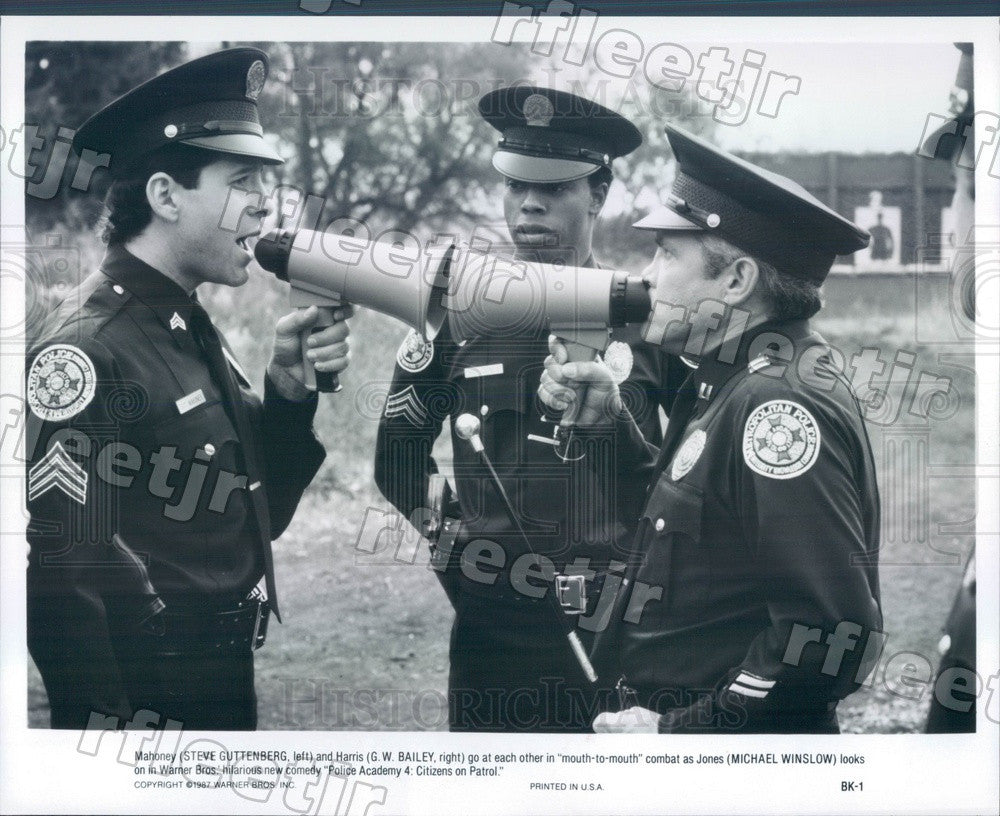 1987 Actors Steve Guttenberg, GW Bailey, Michael Winslow Press Photo adx839 - Historic Images