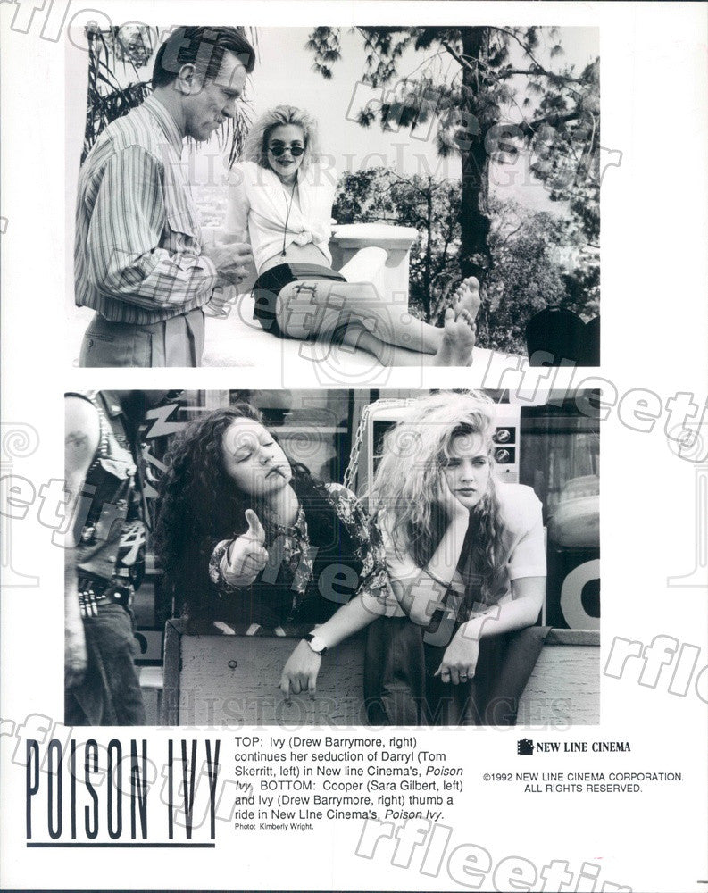 1992 Actors Drew Barrymore, Tom Skerritt, Sara Gilbert Press Photo adx853 - Historic Images