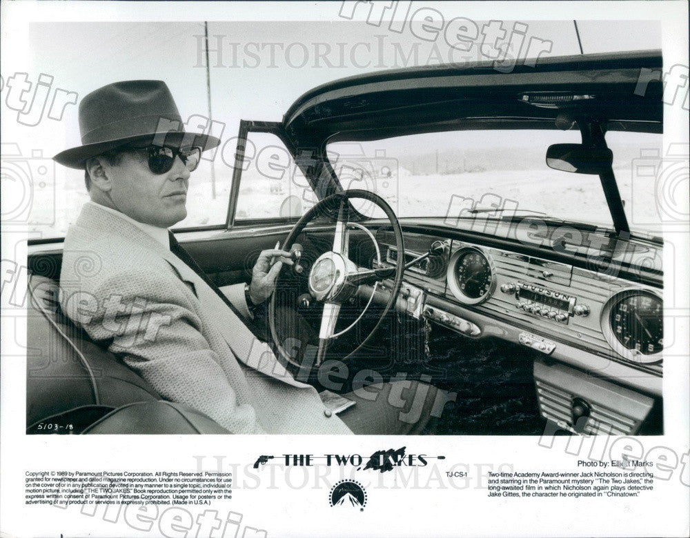 1989 Oscar Winning Actor Jack Nicholson in The Two Jakes Press Photo ady1057 - Historic Images