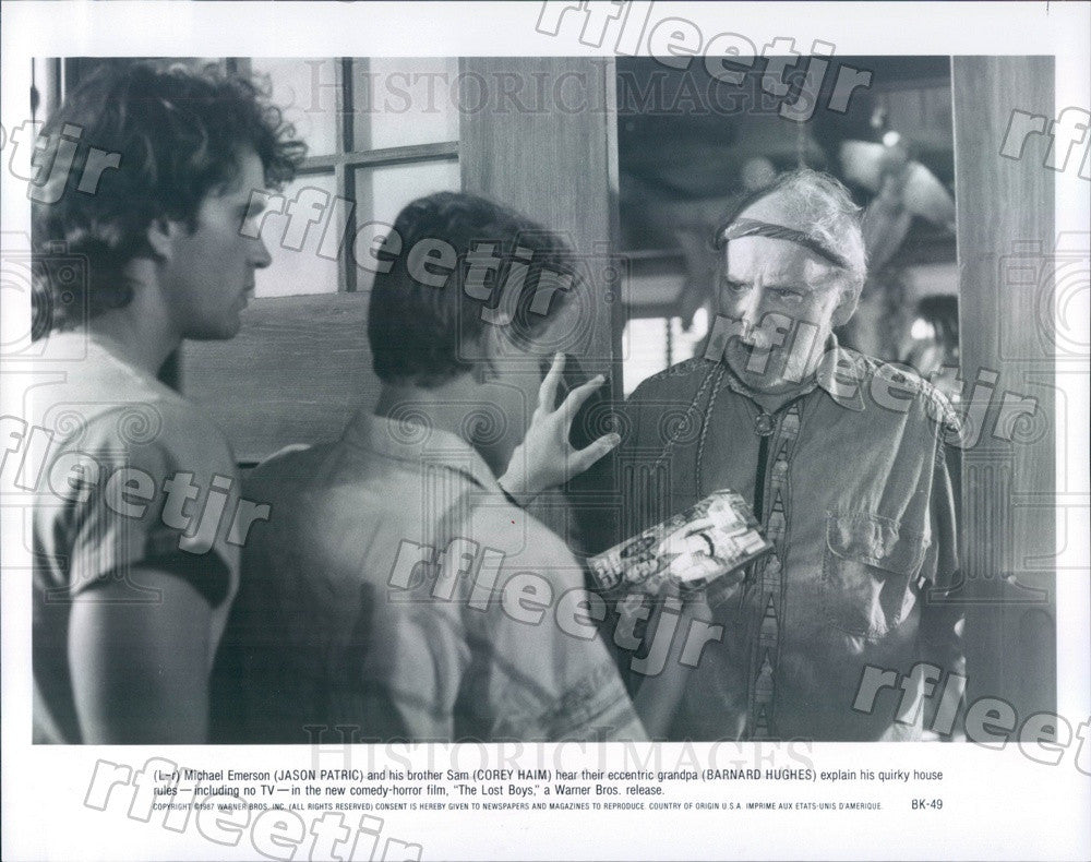 1987 Actors Jason Patric, Corey Haim, Barnard Hughes Press Photo ady1079 - Historic Images