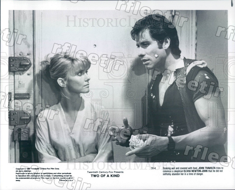 1983 Actors John Travolta &amp; Grammy Winner Olivia Newton-John Press Photo ady1157 - Historic Images