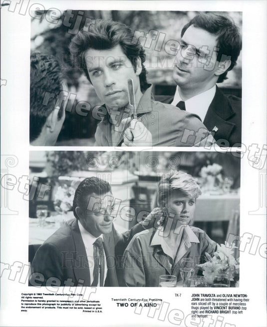 1983 Actor John Travolta, Olivia Newton-John, Vincent Bufano Press Photo ady1163 - Historic Images