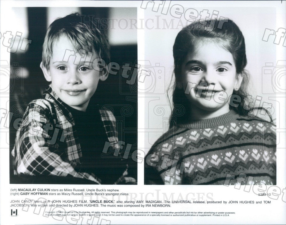 1989 Actors Gaby Hoffmann &amp; Macaulay Culkin in Uncle Buck Press Photo ady1199 - Historic Images