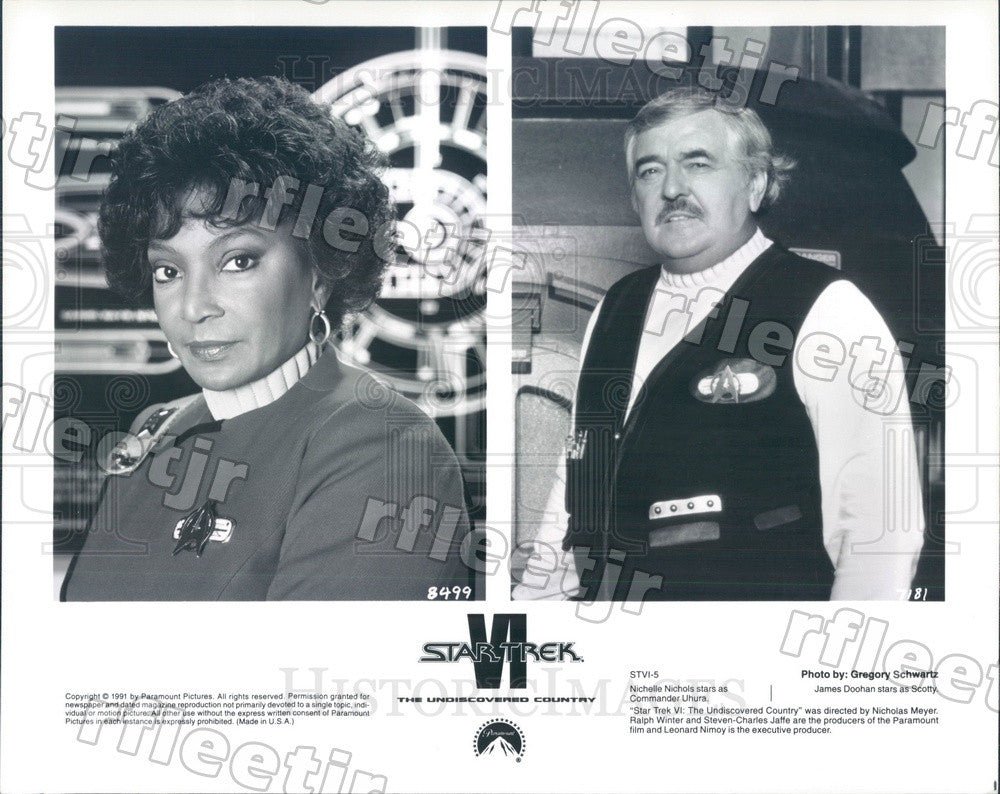 1991 Actors Nichelle Nichols &amp; James Doohan in Star Trek VI Press Photo ady129 - Historic Images