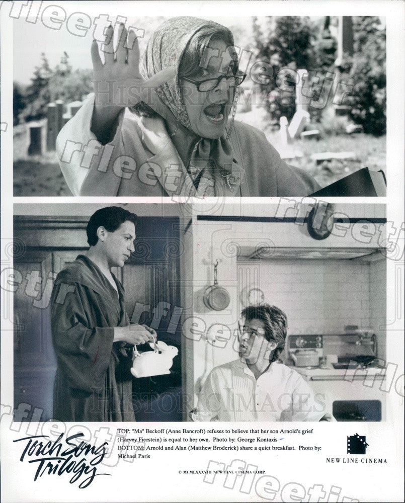 1988 Actor Anne Bancroft, Matthew Broderick, Harvey Fierstein Press Photo ady197 - Historic Images