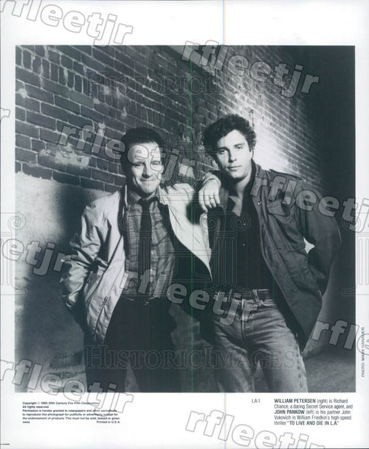 1985 Actors William Petersen & John Pankow in Film Press Photo ady269 - Historic Images