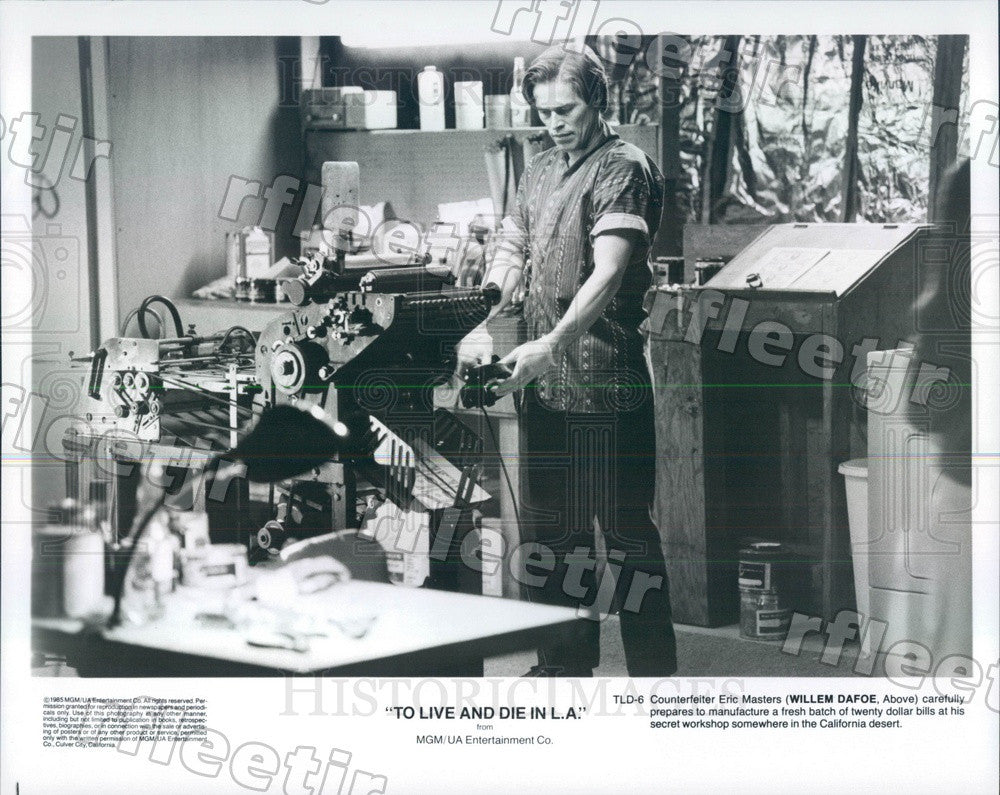 1985 Actor Willem Dafoe in Film To Live And Die In LA Press Photo ady273 - Historic Images