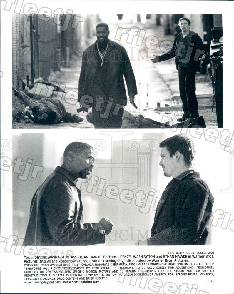 2001 Oscar Winning Actor Denzel Washington &amp; Ethan Hawke Press Photo ady301 - Historic Images