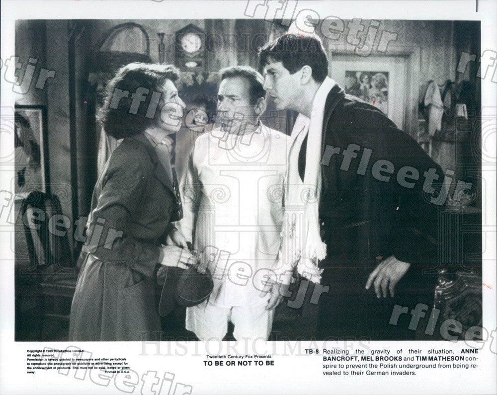 1983 Actors Mel Brooks, Anne Bancroft, Tim Matheson in Film Press Photo ady323 - Historic Images