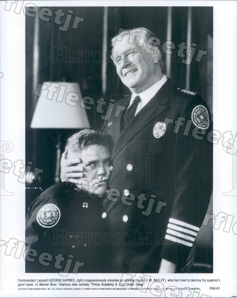 1989 Actors George Gaynes &amp; GW Bailey in Film Police Academy Press Photo ady33 - Historic Images