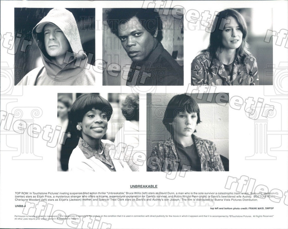 2000 Actors Bruce Willis, Samuel L Jackson, Robin Wright Penn Press Photo ady449 - Historic Images