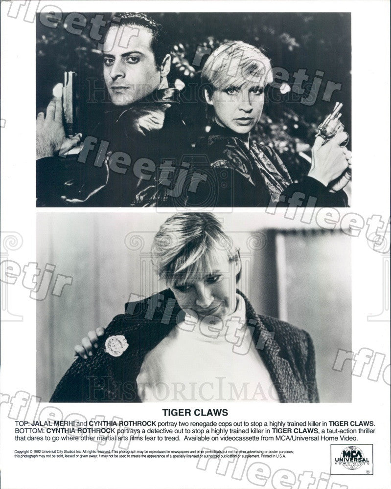 1992 Actors Jalal Merhi &amp; Cynthia Rothrock in Tiger Claws Press Photo ady521 - Historic Images