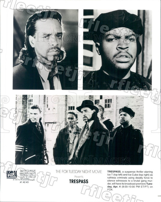 1995 Grammy Winning Actor Ice-T & Ice Cube in Film Trespass Press Photo ady587 - Historic Images