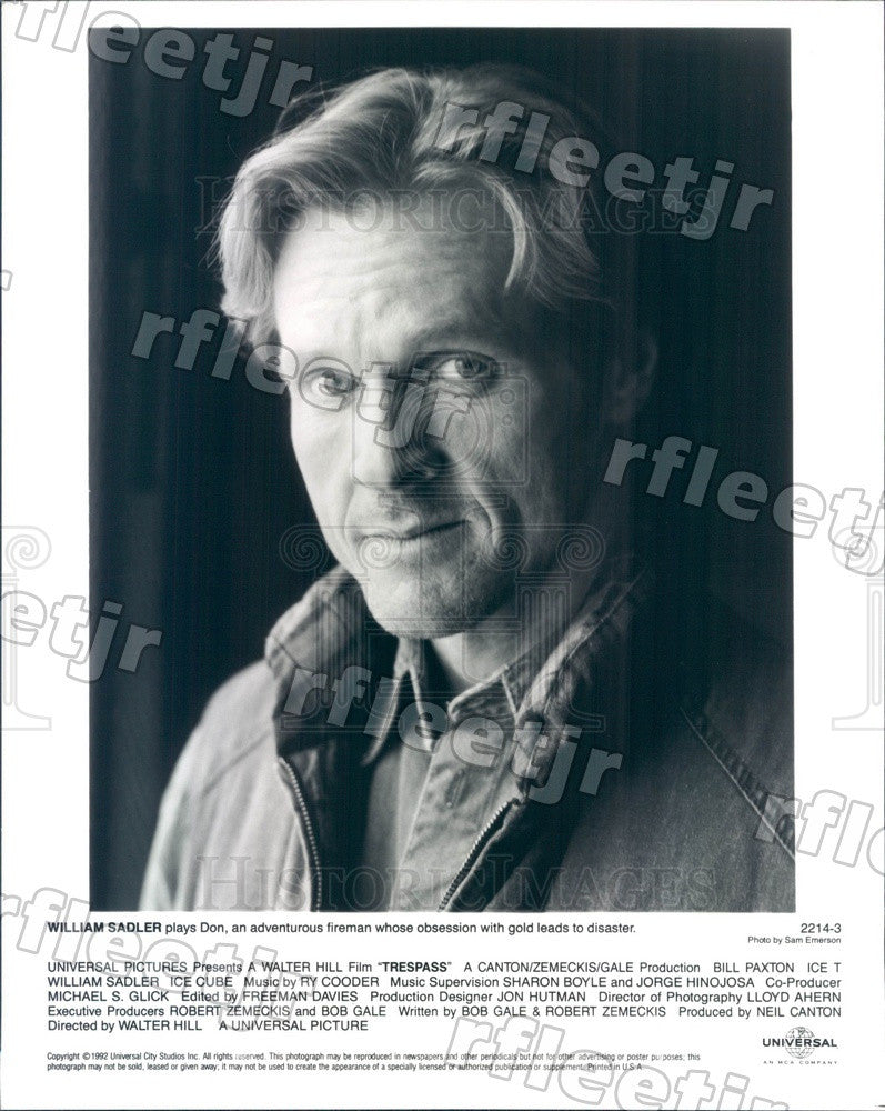 1992 American Actor William Sadler in Film Trespass Press Photo ady591 - Historic Images