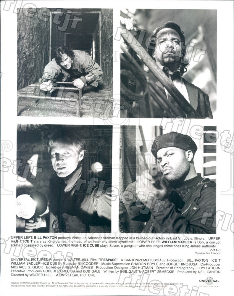 1992 Actors William Sadler, Bill Paxton, Ice Cube, Ice-T Press Photo ady597 - Historic Images