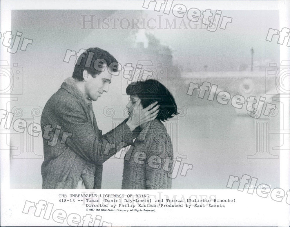 1987 Oscar Winning Actors Daniel Day-Lewis &amp; Juliette Binoche Press Photo ady643 - Historic Images