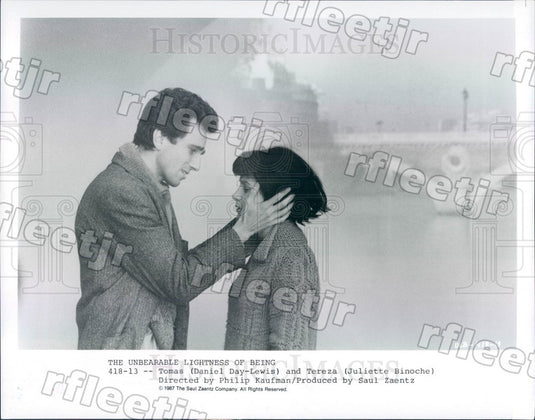 1987 Oscar Winning Actors Daniel Day-Lewis & Juliette Binoche Press Photo ady643 - Historic Images