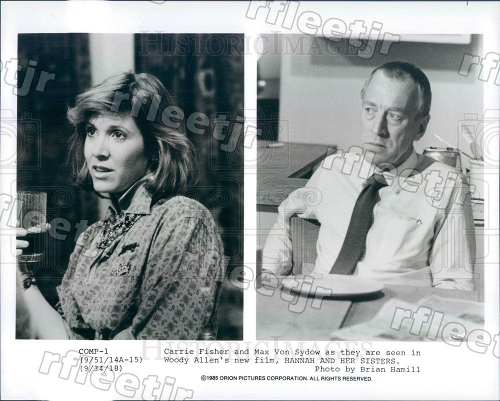 1985 Actors Carrie Fisher &amp; Max Von Sydow in Film Press Photo ady715 - Historic Images