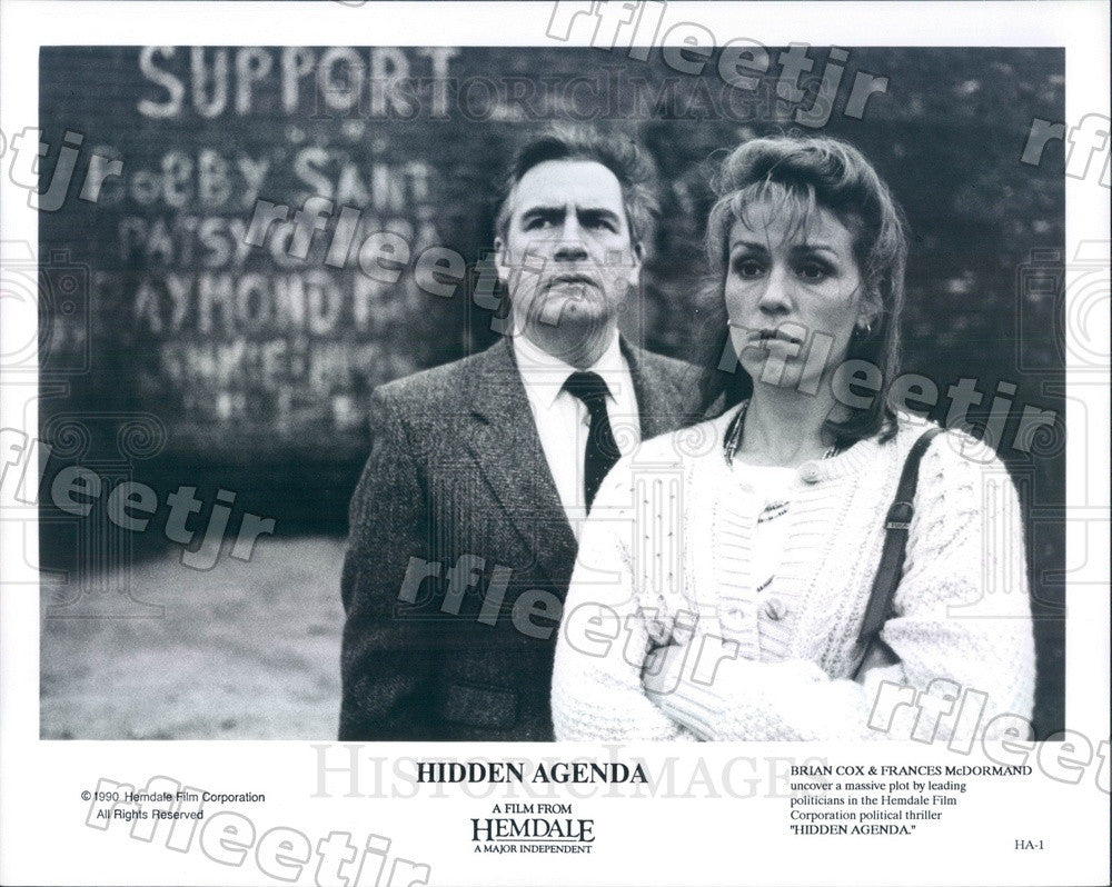 1990 Actors Brian Cox &amp; Frances McDormand in Hidden Agenda Press Photo ady859 - Historic Images