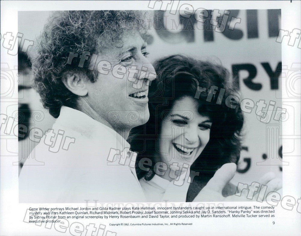 1982 Actors Gilda Radner &amp; Gene Wilder in Film Hanky Panky Press Photo ady945 - Historic Images