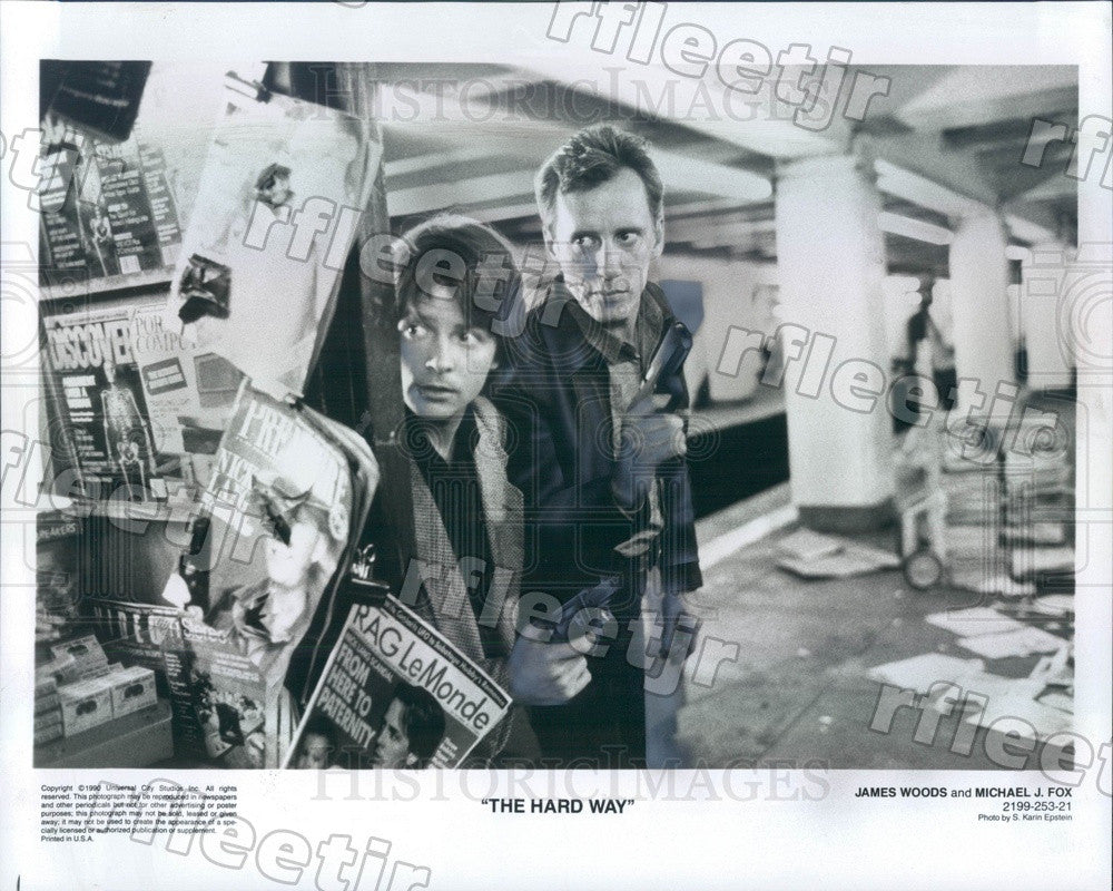 1990 Emmy Winning Actors James Woods &amp; Michael J Fox Press Photo ady949 - Historic Images