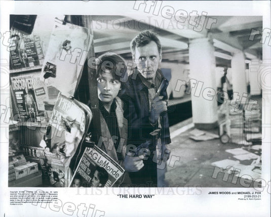 1990 Emmy Winning Actors James Woods & Michael J Fox Press Photo ady949 - Historic Images
