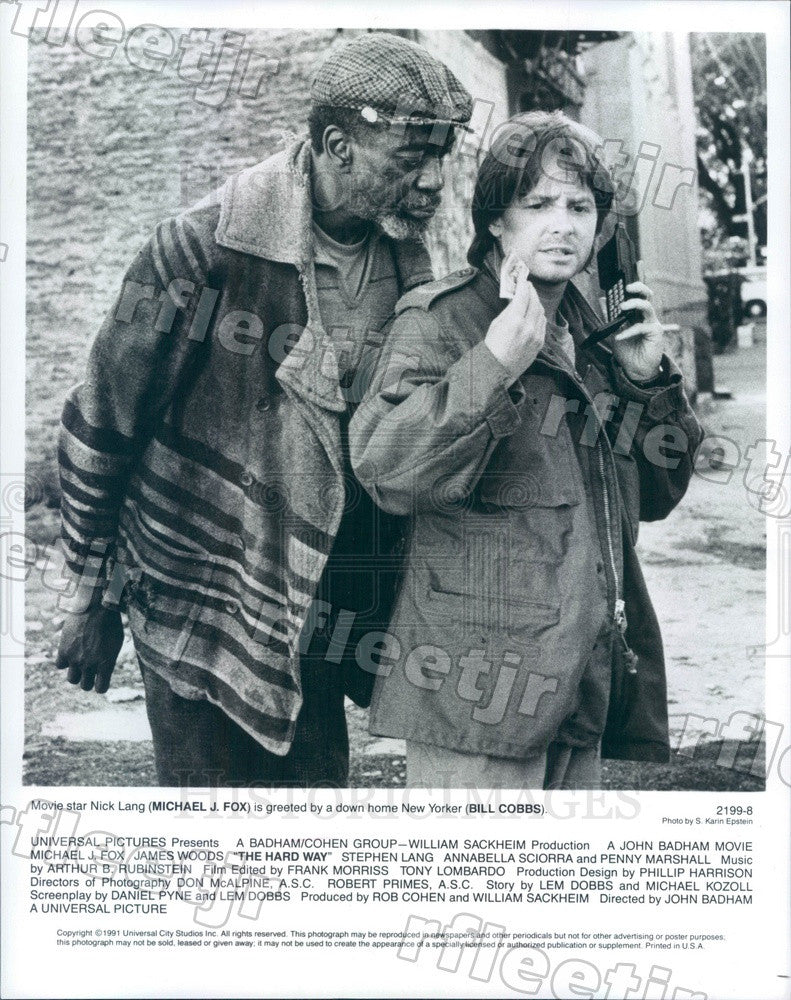 1991 Emmy Winning Actor Michael J Fox &amp; Bill Cobbs in Film Press Photo ady951 - Historic Images