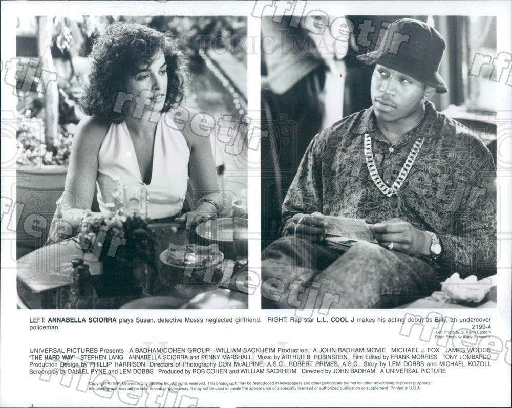 1991 Actors Annabella Sciorra, Grammy Winner LL Cool J Press Photo ady957 - Historic Images