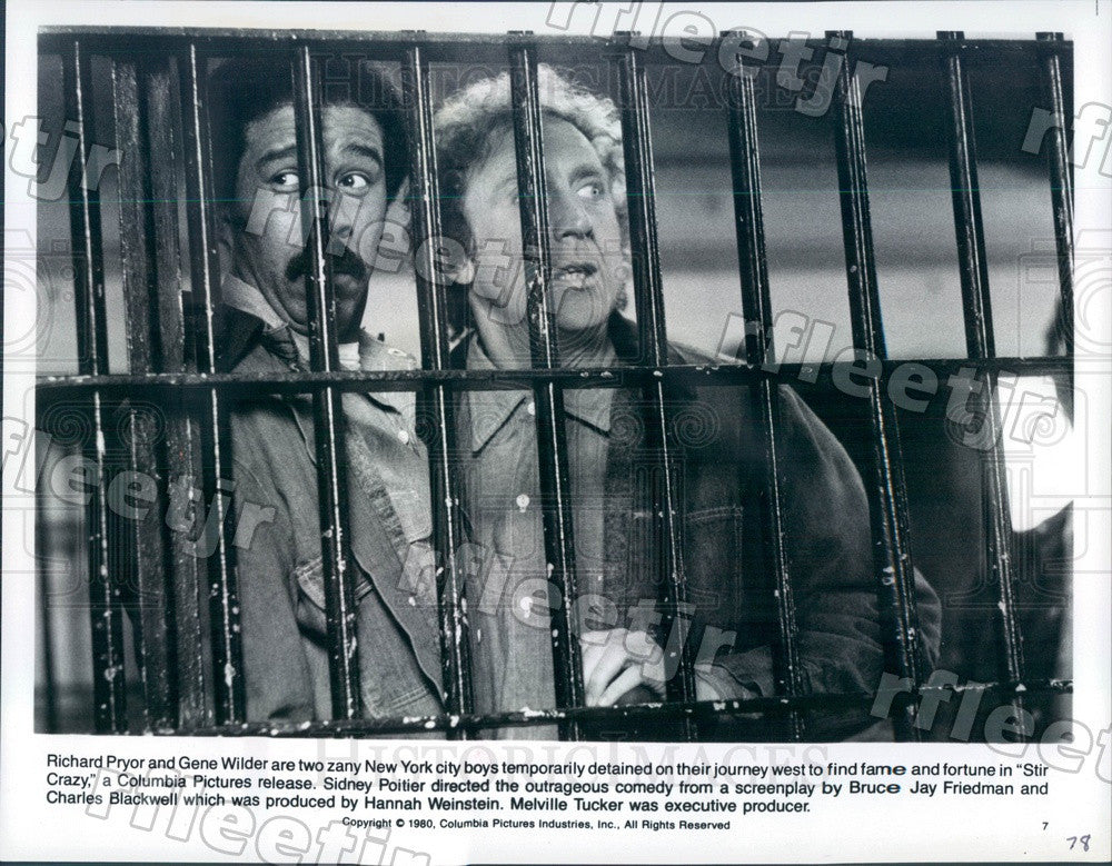 1980 Emmy Winning Actor Richard Pryor &amp; Gene Wilder in Film Press Photo adz319 - Historic Images