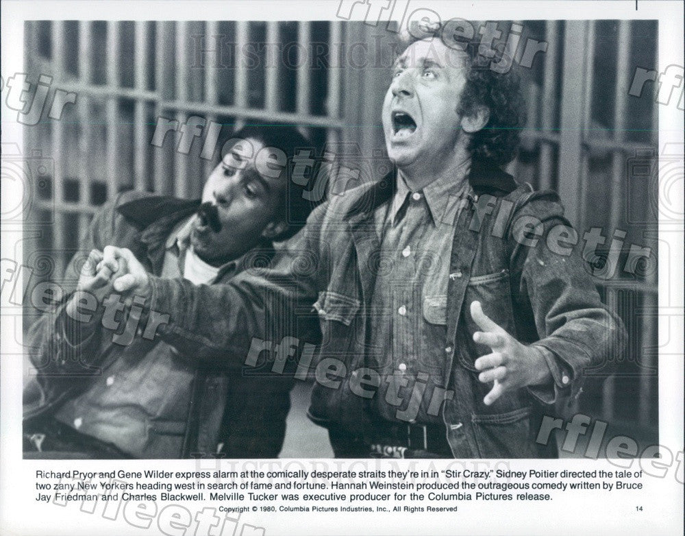 1980 Emmy Winning Actor Richard Pryor &amp; Gene Wilder in Film Press Photo adz325 - Historic Images
