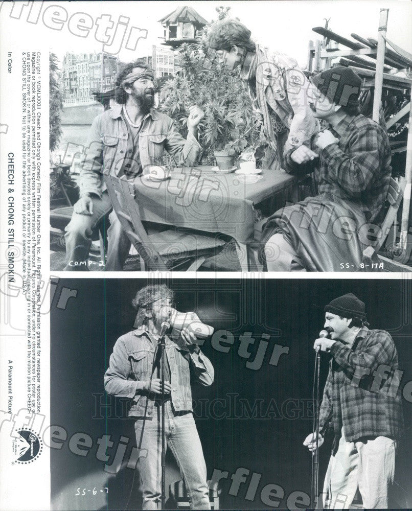 1983 Grammy Winning Comedians Cheech &amp; Chong in Still Smokin Press Photo adz331 - Historic Images