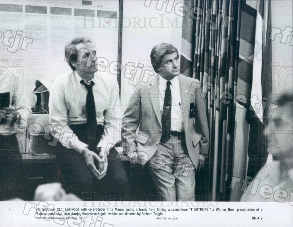 1984 Oscar Winning Actor Clint Eastwood &amp; Producer Fritz Manes Press Photo adz35 - Historic Images