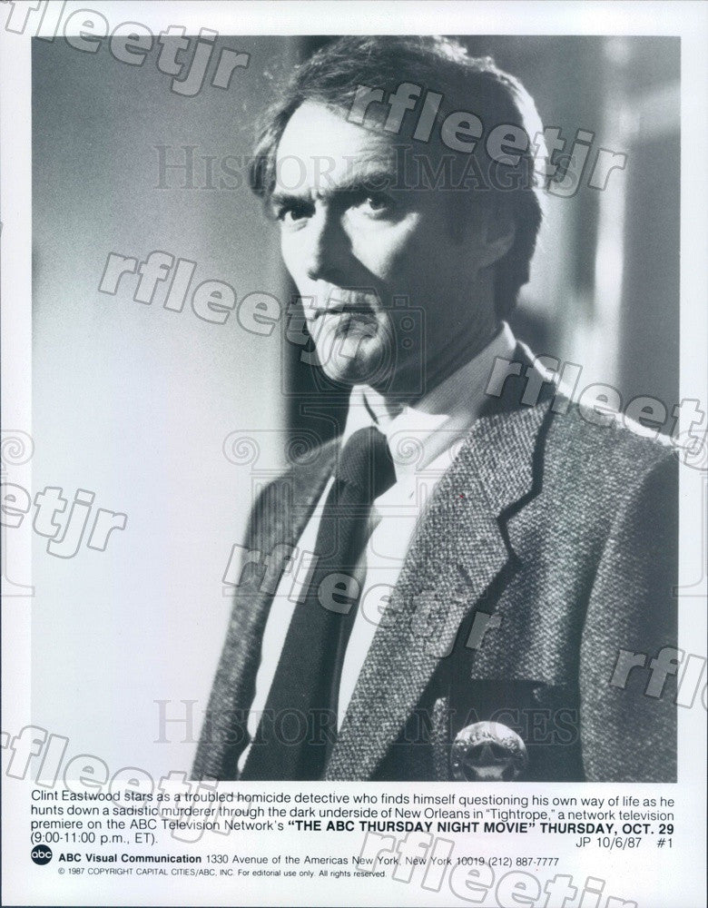 1987 Oscar Winning Actor Clint Eastwood in Film Tightrope Press Photo adz37 - Historic Images