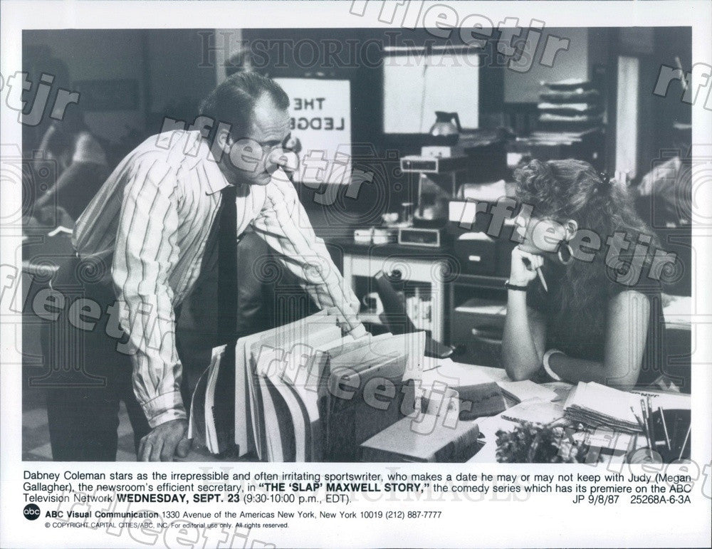 1987 Actors Dabney Coleman &amp; Megan Gallagher on TV Show Press Photo adz405 - Historic Images