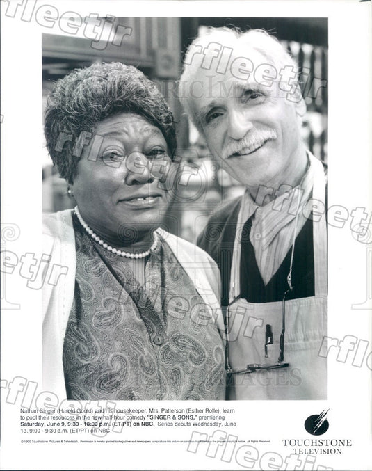 1990 Actors Harold Gould & Esther Rolle on Singer & Sons Press Photo adz481 - Historic Images