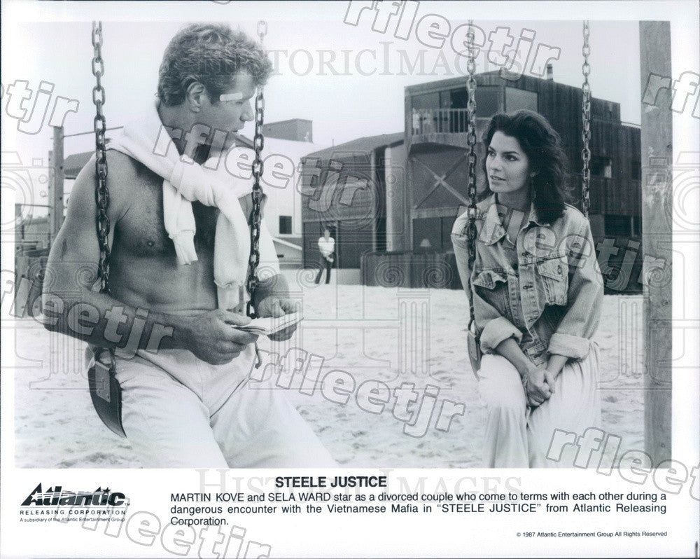 1987 Actors Martin Kove &amp; Emmy Winner Sela Ward in Film Press Photo adz533 - Historic Images