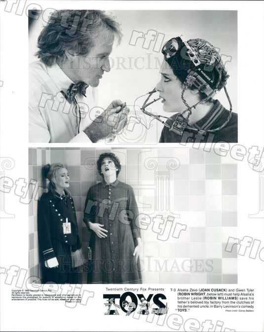 1992 Actors Robin Williams, Joan Cusack, Robin Wright in Toys Press Photo adz53 - Historic Images