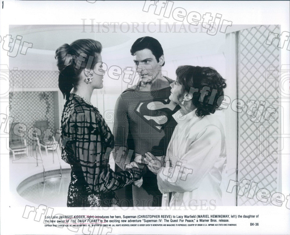 1987 Actor Christopher Reeve, Margot Kidder, Mariel Hemingway Press Photo adz553 - Historic Images