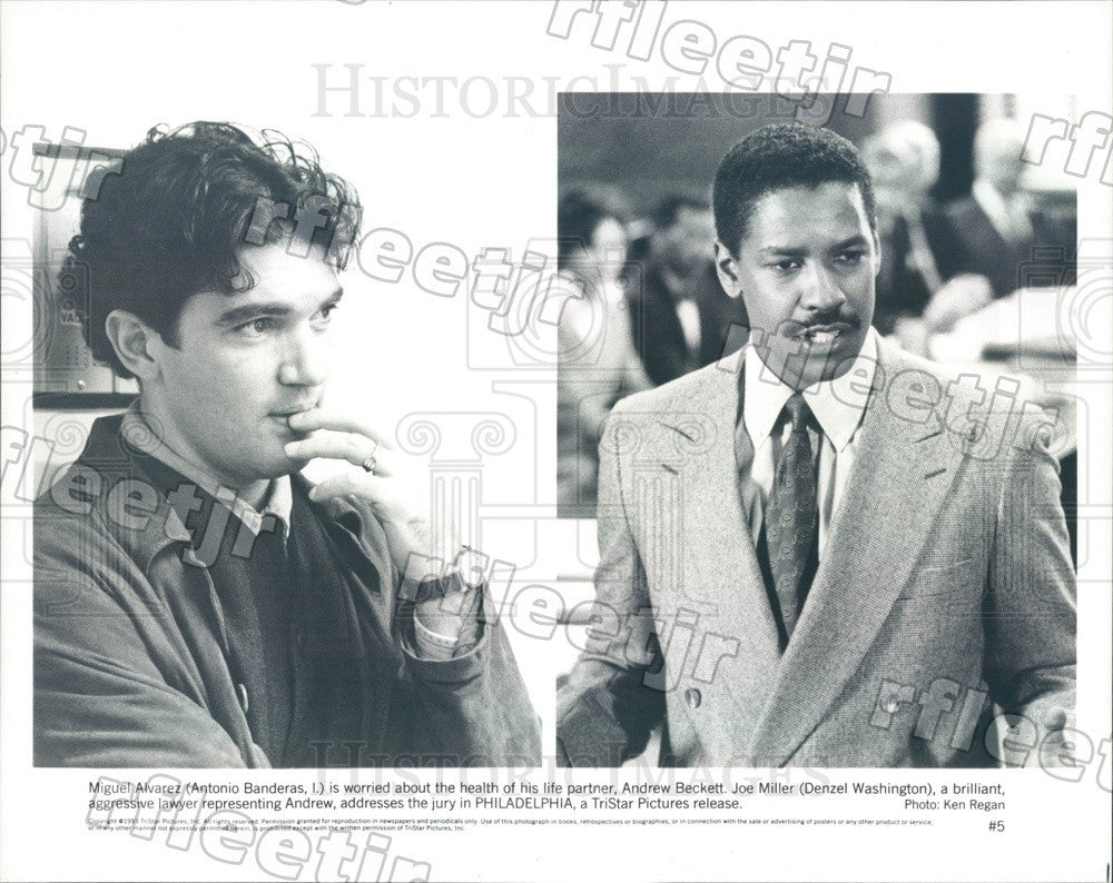 1993 Actors Denzel Washington &amp; Antonio Banderas Press Photo adz69 - Historic Images