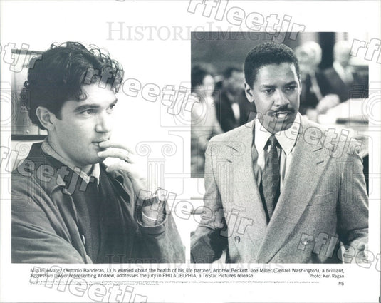 1993 Actors Denzel Washington & Antonio Banderas Press Photo adz69 - Historic Images