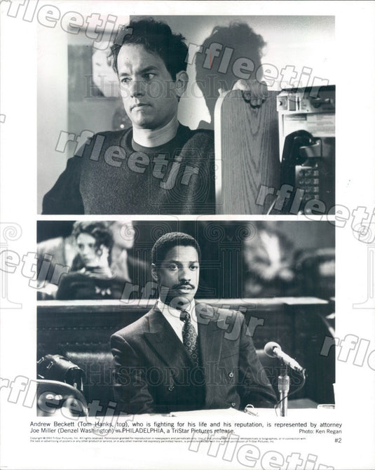 1993 Oscar Winning Actors Denzel Washington & Tom Hanks Press Photo adz73 - Historic Images