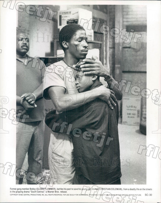 1992 Actors Glenn Plummer & Christian Coleman in South Central Press Photo adz95 - Historic Images