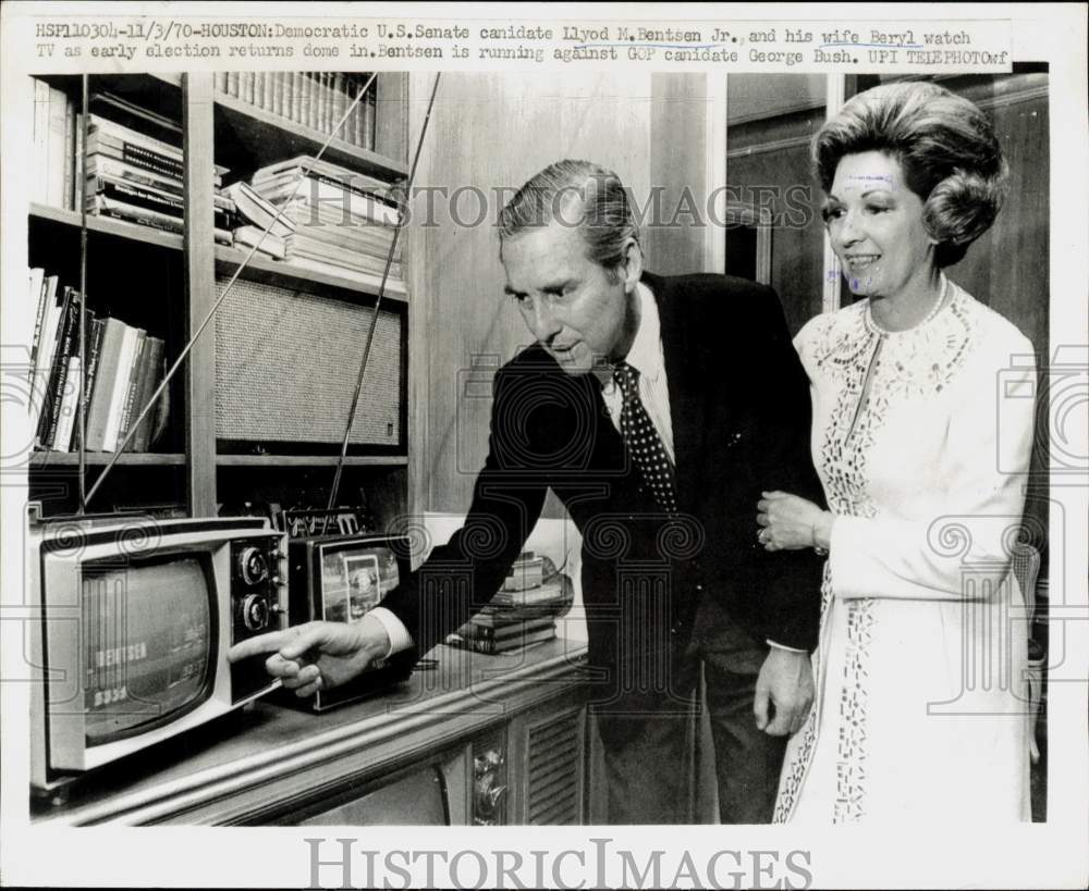 1970 Press Photo Senate candidate Lloyd Bentsen and wife Beryl in Houston, Texas- Historic Images