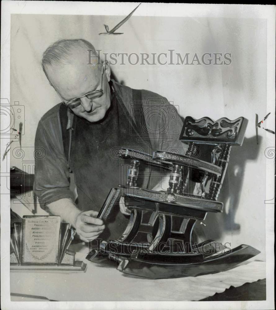 1953 Press Photo Rocking Chair Made from Anthracite by Charles L. Cunningham- Historic Images