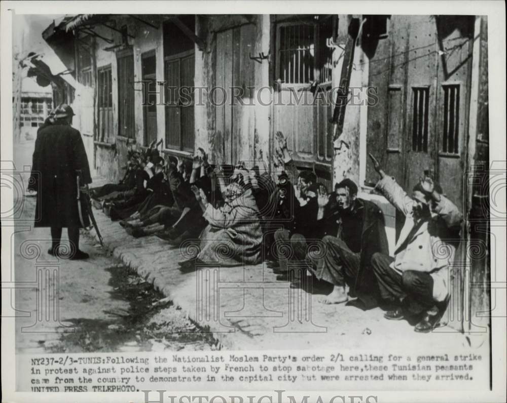 Press Photo Police Arrest Peasant Demonstrators, Tunis - afx10044- Historic Images