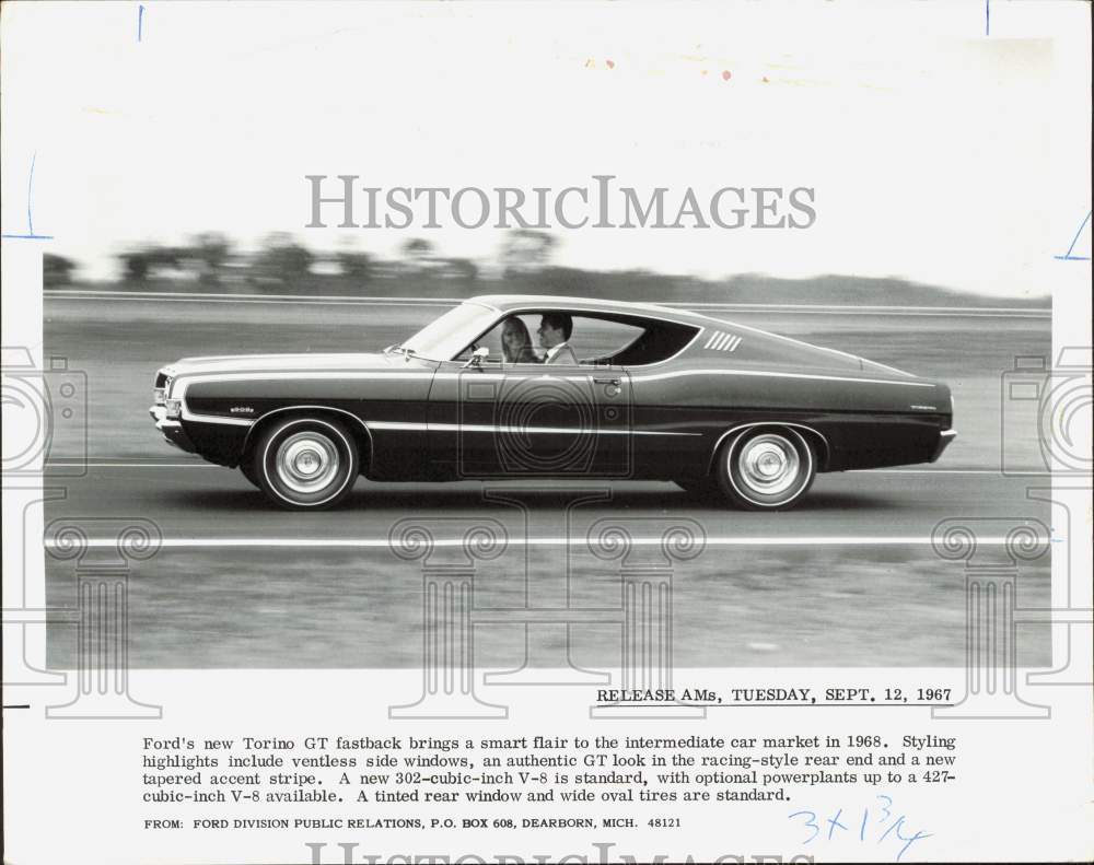 1967 Press Photo Smart Styling Is Key To Ford&#39;s Torino Grand Touring Fastback- Historic Images